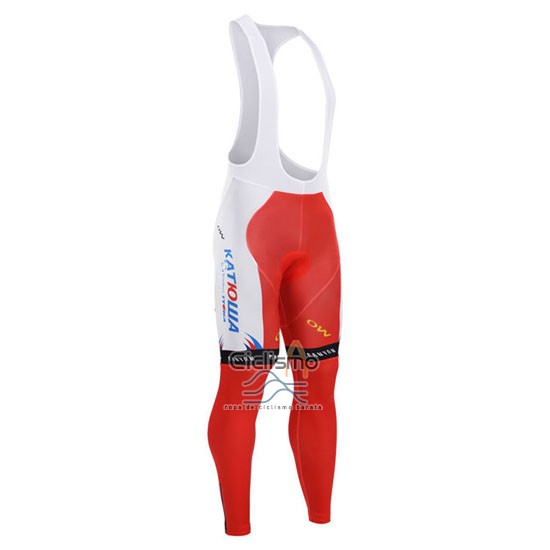Katusha Ropa Ciclismo Culotte Largo 2015 Mangas Largas Blanco y Rojo